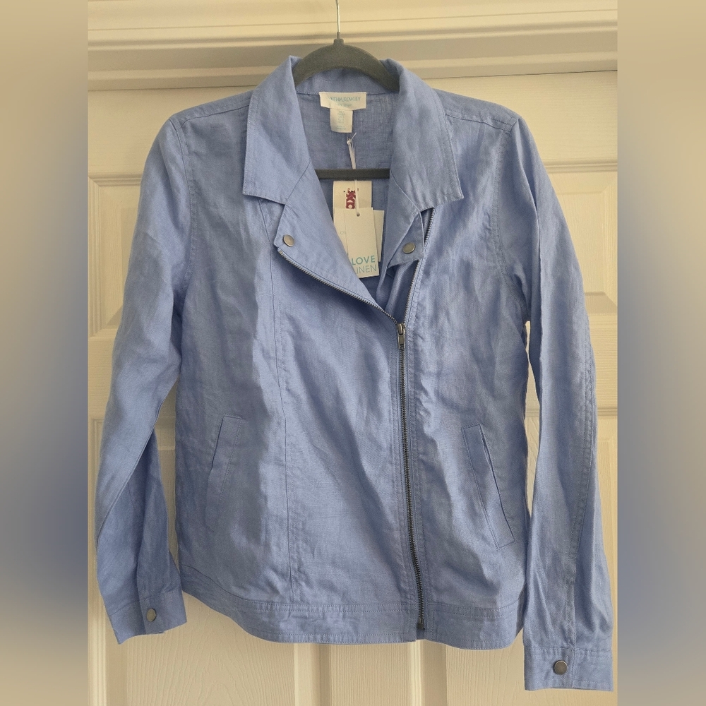 Cynthia Rowley Linen Jacket Womens Size S Asymmetrical Zipper